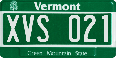 VT license plate XVS021