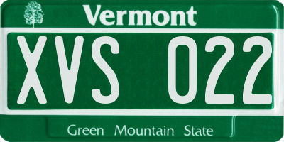 VT license plate XVS022