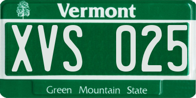 VT license plate XVS025