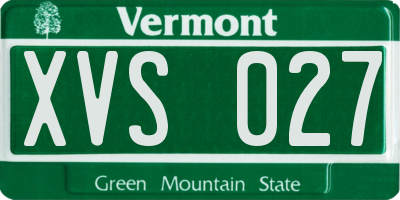 VT license plate XVS027