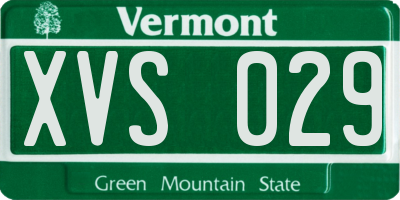 VT license plate XVS029