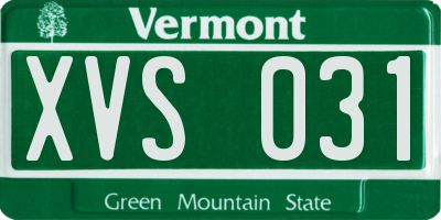 VT license plate XVS031