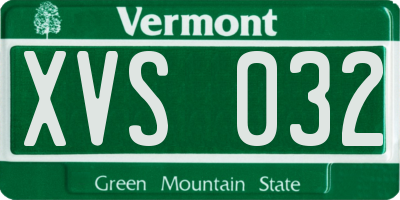 VT license plate XVS032