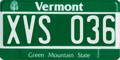 VT license plate XVS036