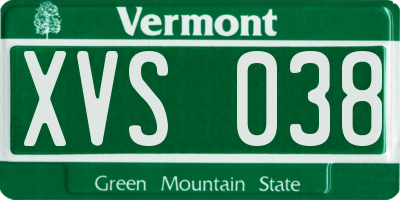 VT license plate XVS038