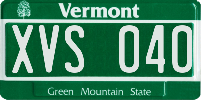 VT license plate XVS040