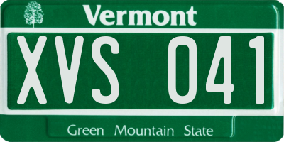 VT license plate XVS041