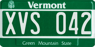 VT license plate XVS042