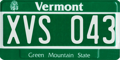 VT license plate XVS043