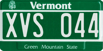 VT license plate XVS044