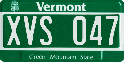 VT license plate XVS047