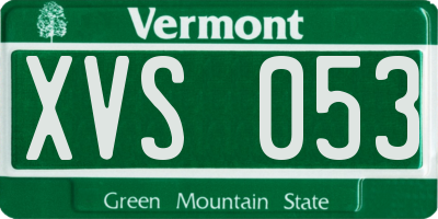 VT license plate XVS053