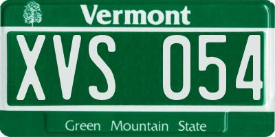 VT license plate XVS054