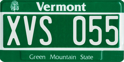 VT license plate XVS055