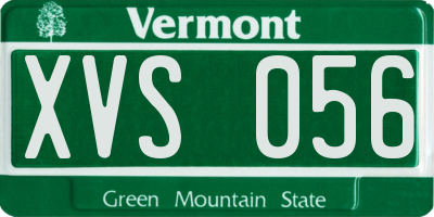 VT license plate XVS056