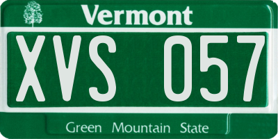 VT license plate XVS057