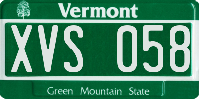 VT license plate XVS058