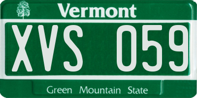 VT license plate XVS059