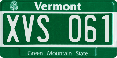 VT license plate XVS061