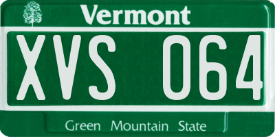 VT license plate XVS064