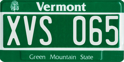 VT license plate XVS065
