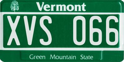 VT license plate XVS066