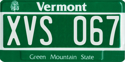 VT license plate XVS067