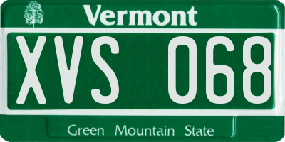 VT license plate XVS068
