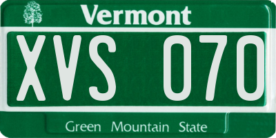 VT license plate XVS070