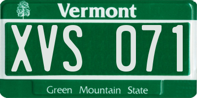 VT license plate XVS071