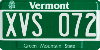 VT license plate XVS072
