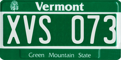 VT license plate XVS073