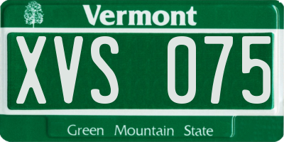 VT license plate XVS075