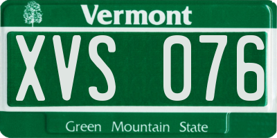 VT license plate XVS076