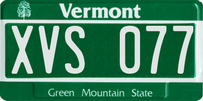 VT license plate XVS077