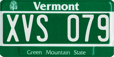 VT license plate XVS079
