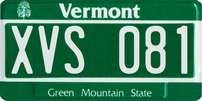 VT license plate XVS081