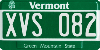 VT license plate XVS082