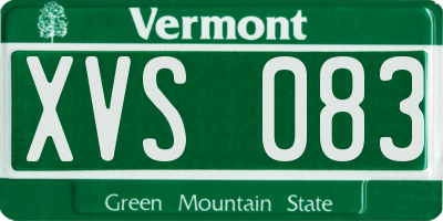 VT license plate XVS083