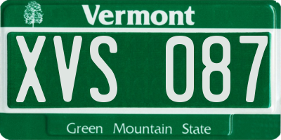 VT license plate XVS087