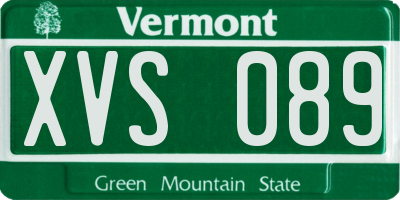 VT license plate XVS089
