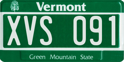 VT license plate XVS091