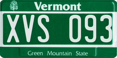 VT license plate XVS093