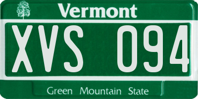 VT license plate XVS094