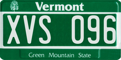 VT license plate XVS096