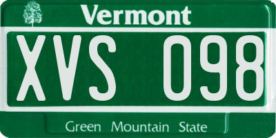 VT license plate XVS098