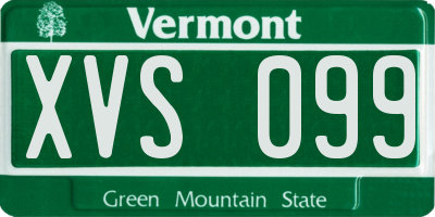 VT license plate XVS099