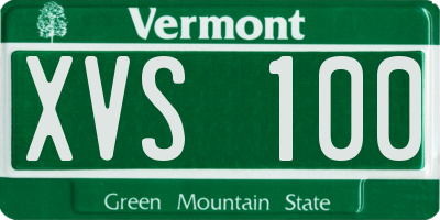 VT license plate XVS100