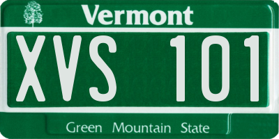 VT license plate XVS101