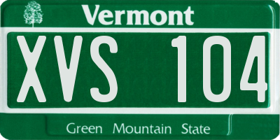 VT license plate XVS104